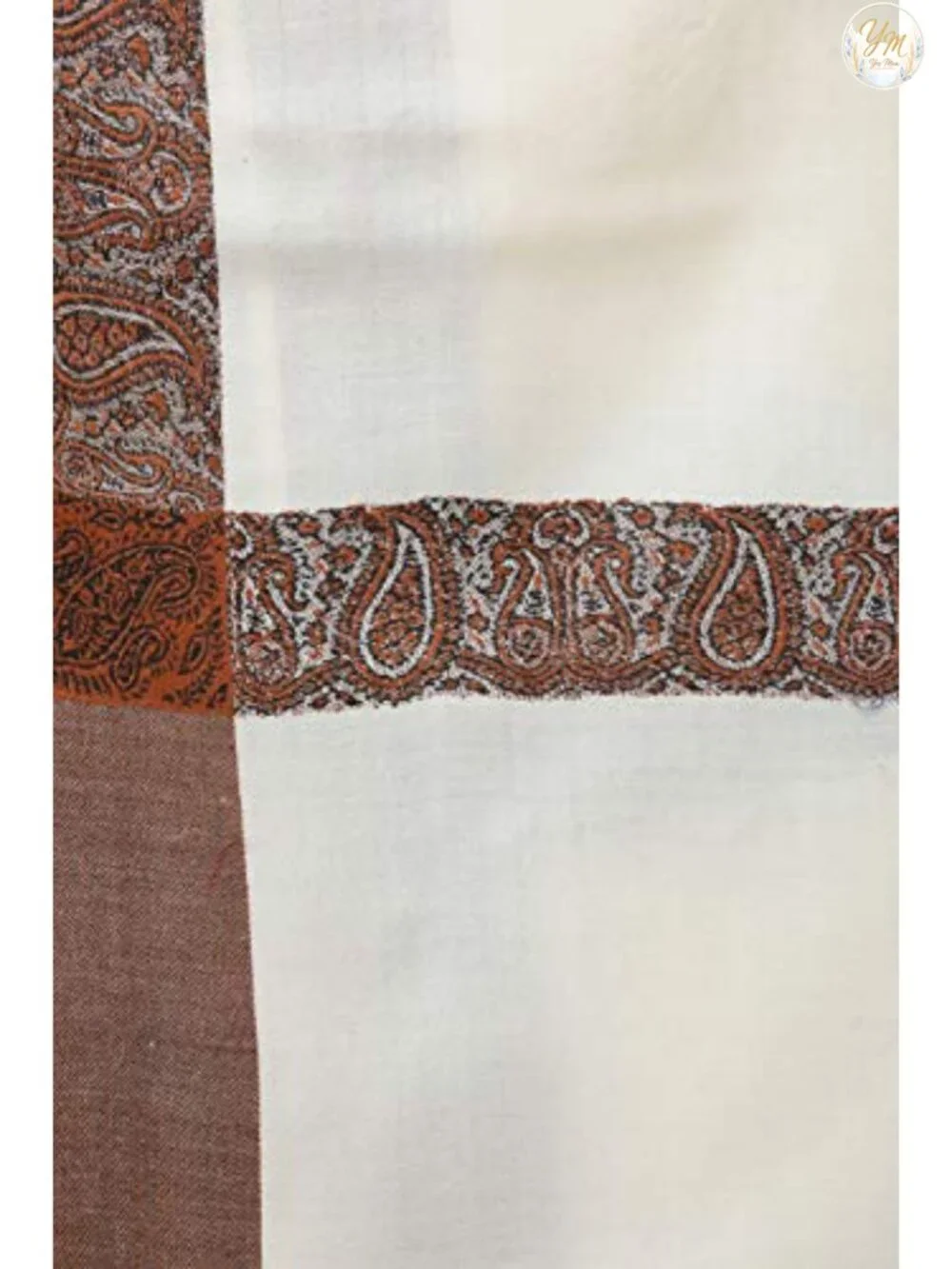Men's Pure Wool Shawl with Woven Border - Winter Scarf Wrap